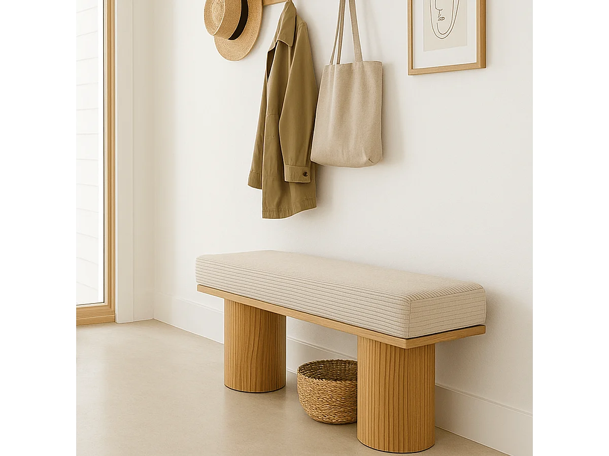 Banc en velours côtelé beige - Mahe