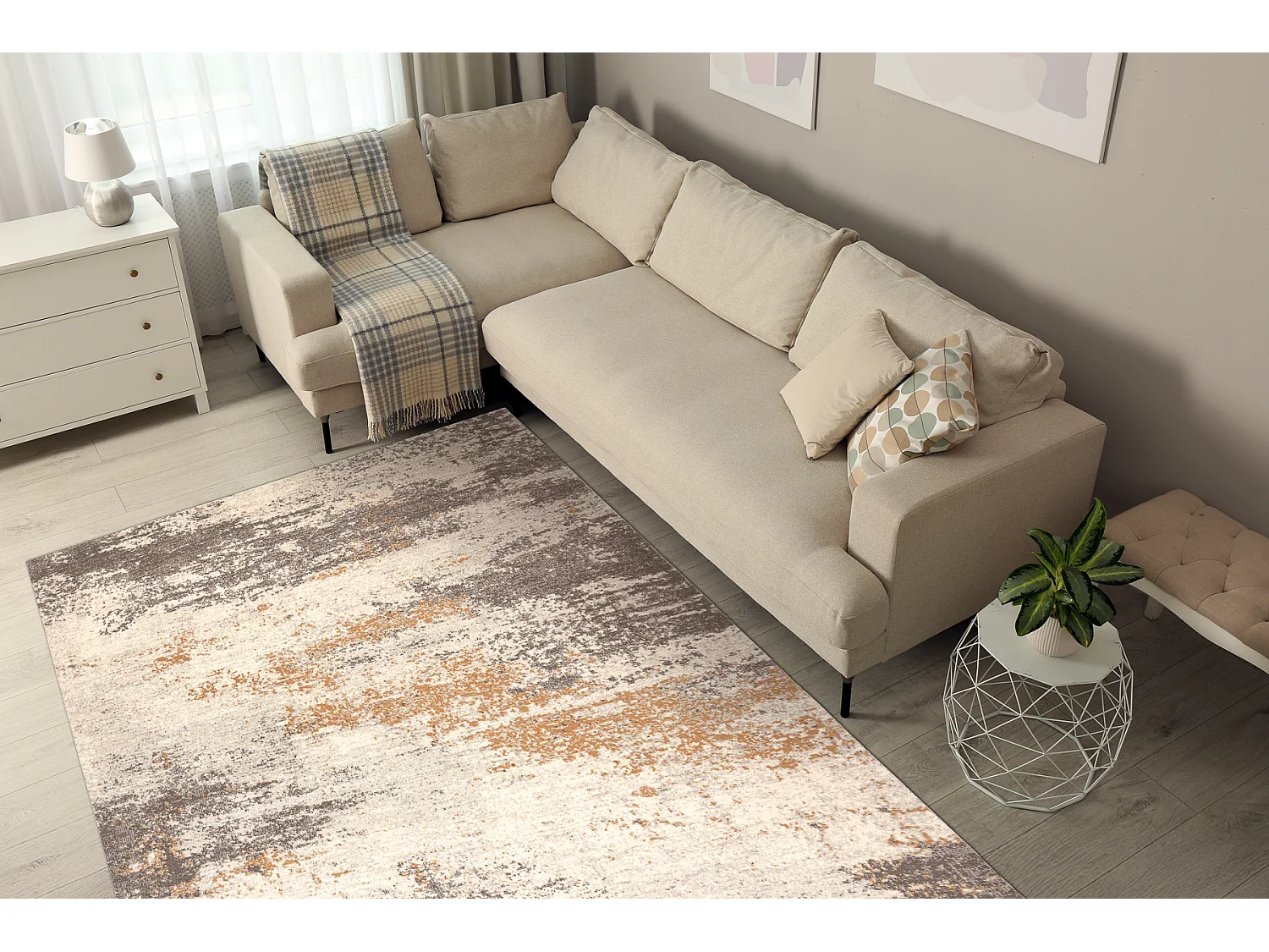 Tapis en laine ABBY 486.28.LA110 OSTA Vintage, moderne beige / gris 80x160 cm