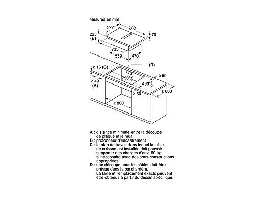 Plaque de cuisson avec hotte intégrée Neff V58FHQ4L0 N70 80 cm
