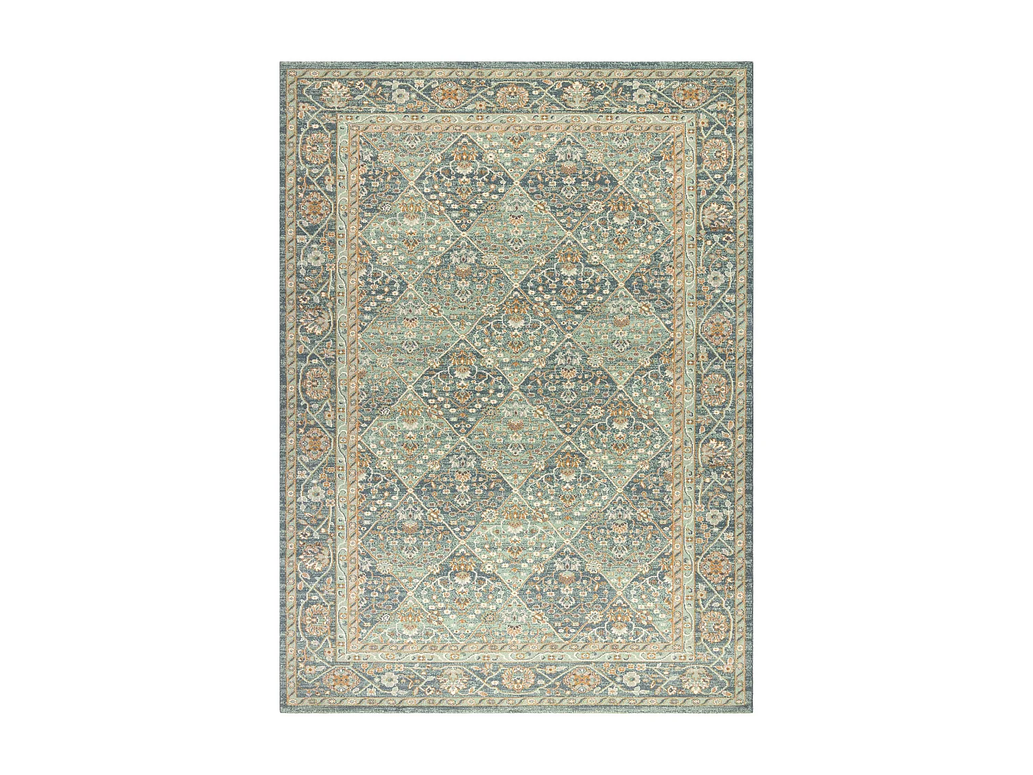 Tappeto in lana SOHO 477.27.LA500 OSTA - Rombo, cornice geometrica nat 200x300 cm