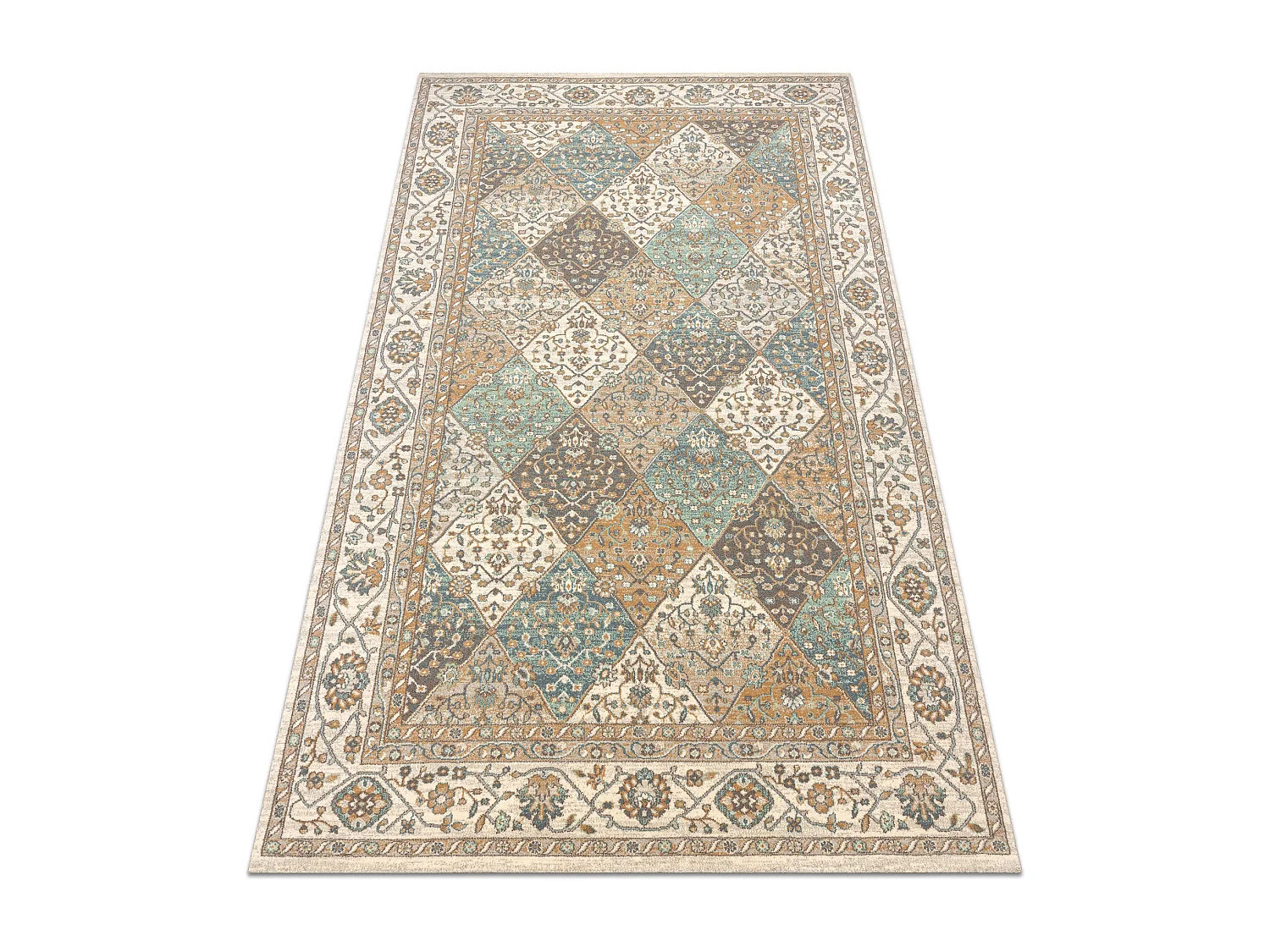 Dywan SOHO 477.27.LA990 wełniany OSTA - Romby, ramka geometryczny nat 240x340 cm