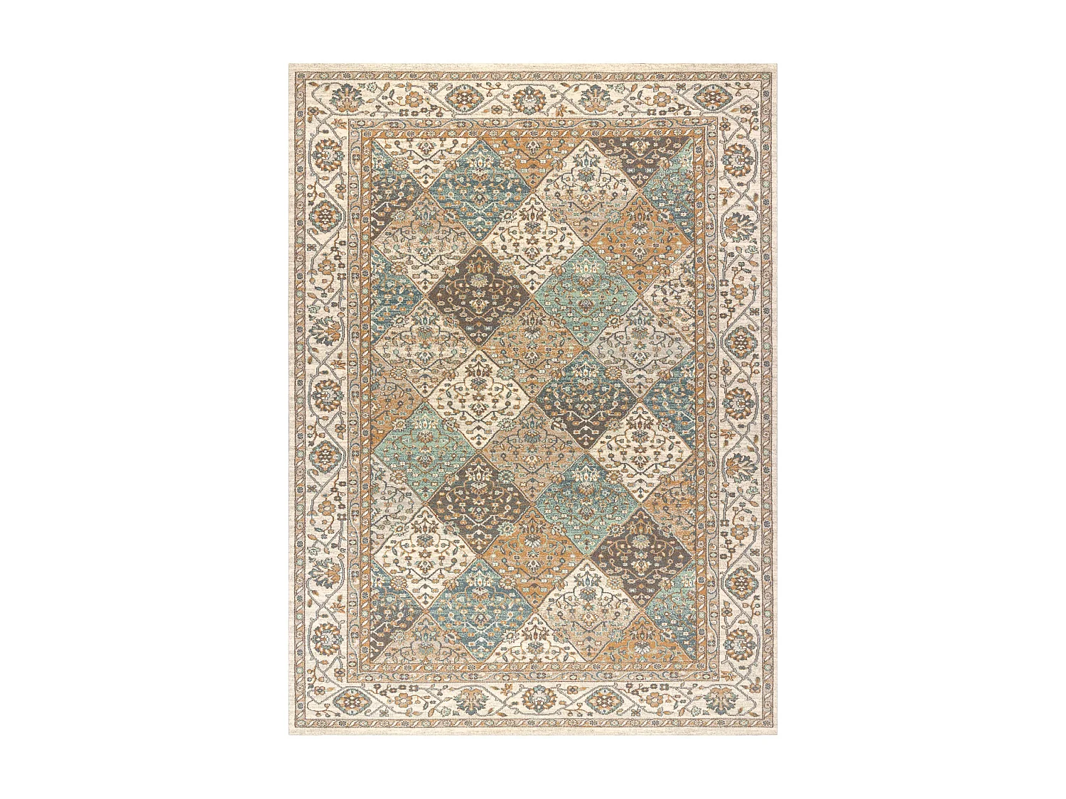 Dywan SOHO 477.27.LA990 wełniany OSTA - Romby, ramka geometryczny nat 240x340 cm