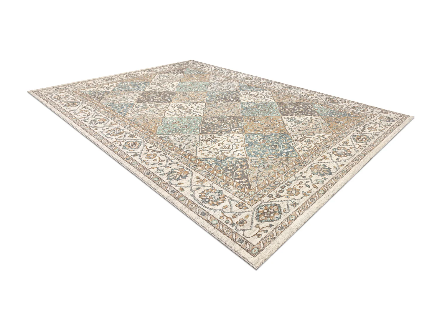 Dywan SOHO 477.27.LA990 wełniany OSTA - Romby, ramka geometryczny nat 240x340 cm