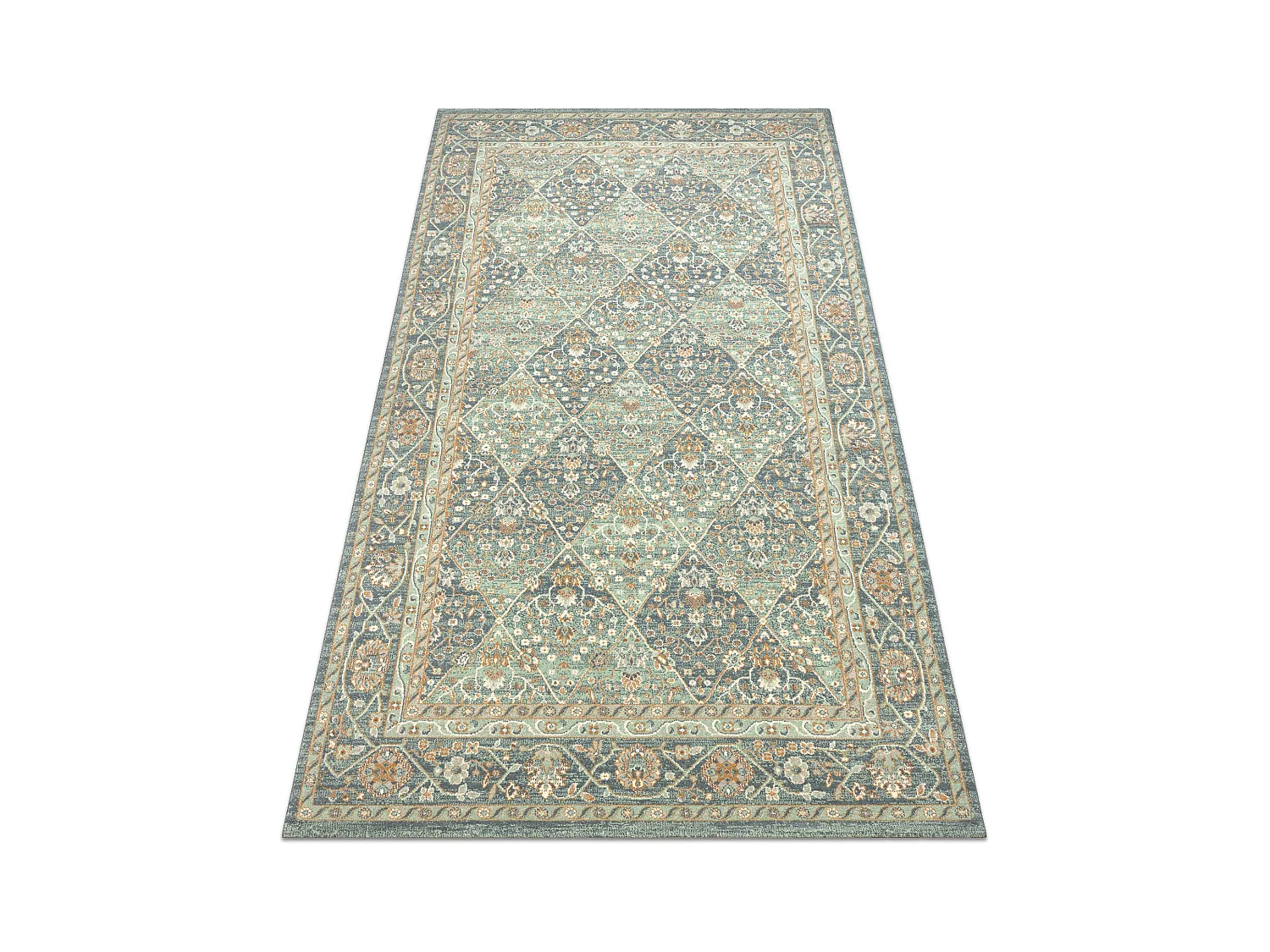 Dywan SOHO 477.27.LA500 wełniany OSTA - Romby, ramka geometryczny nat 80x160 cm