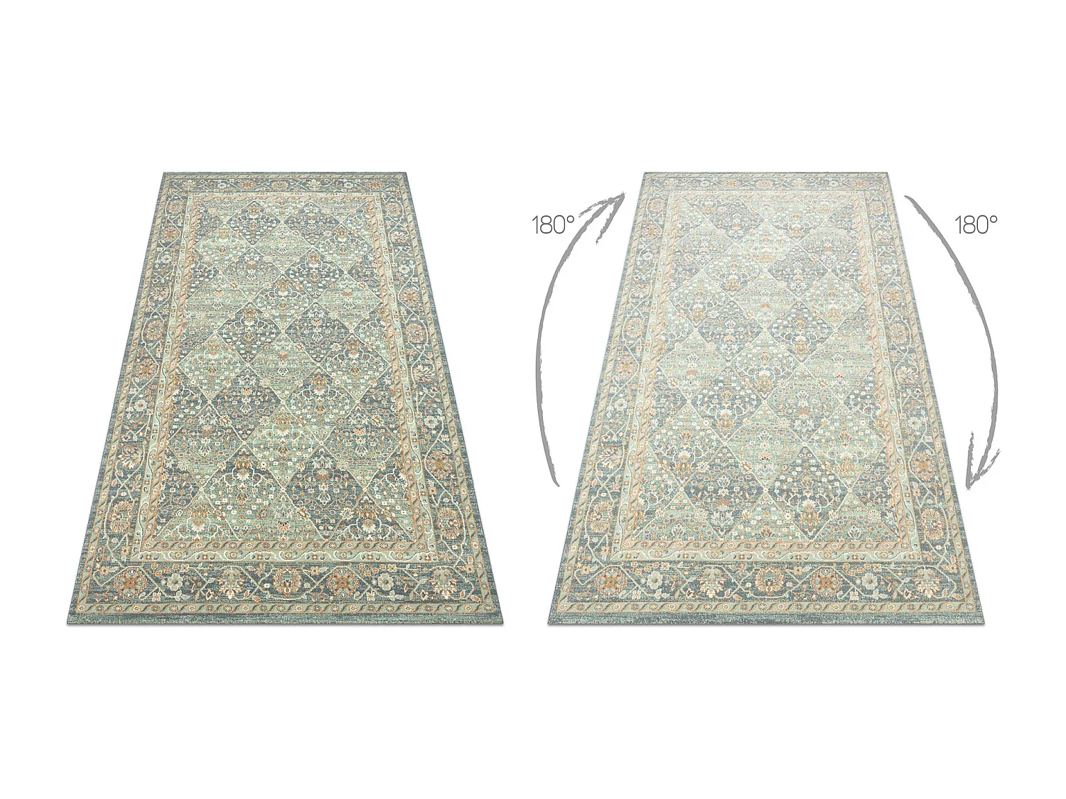 Wollteppich SOHO 477.27.LA500 OSTA - Rhombus, Rahmen geometrisch natur 80x160 cm