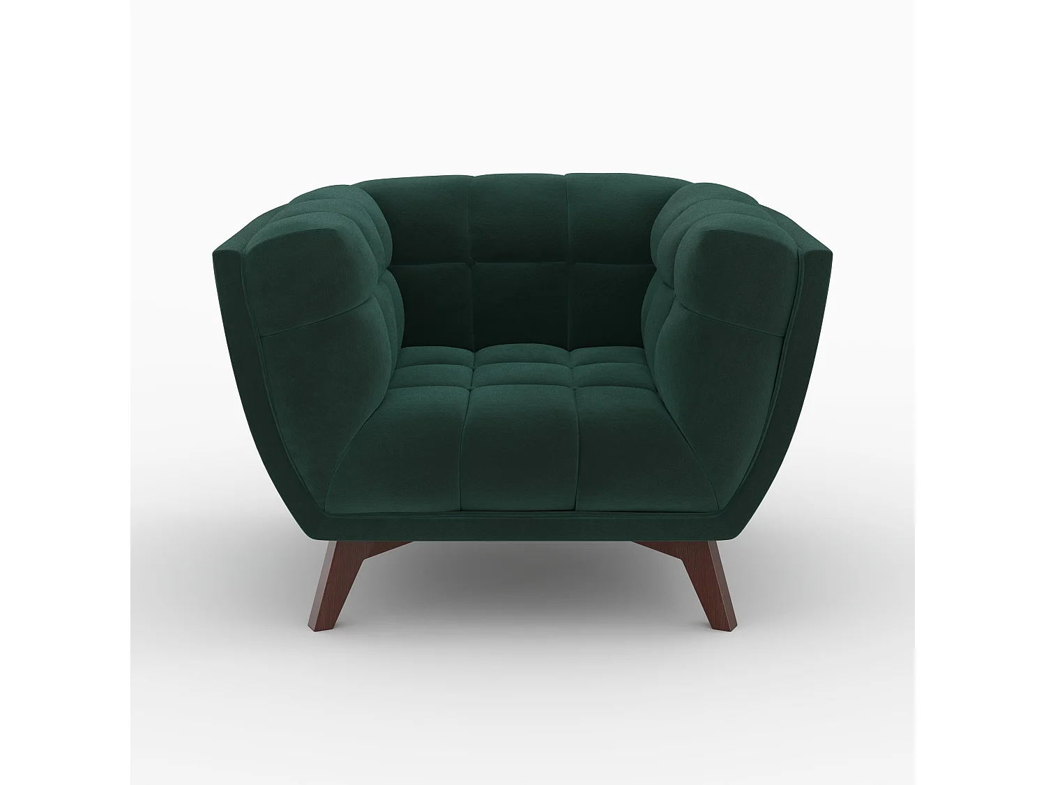 Conjunto de sofá y sillón de terciopelo verde para 4 personas. - Mona