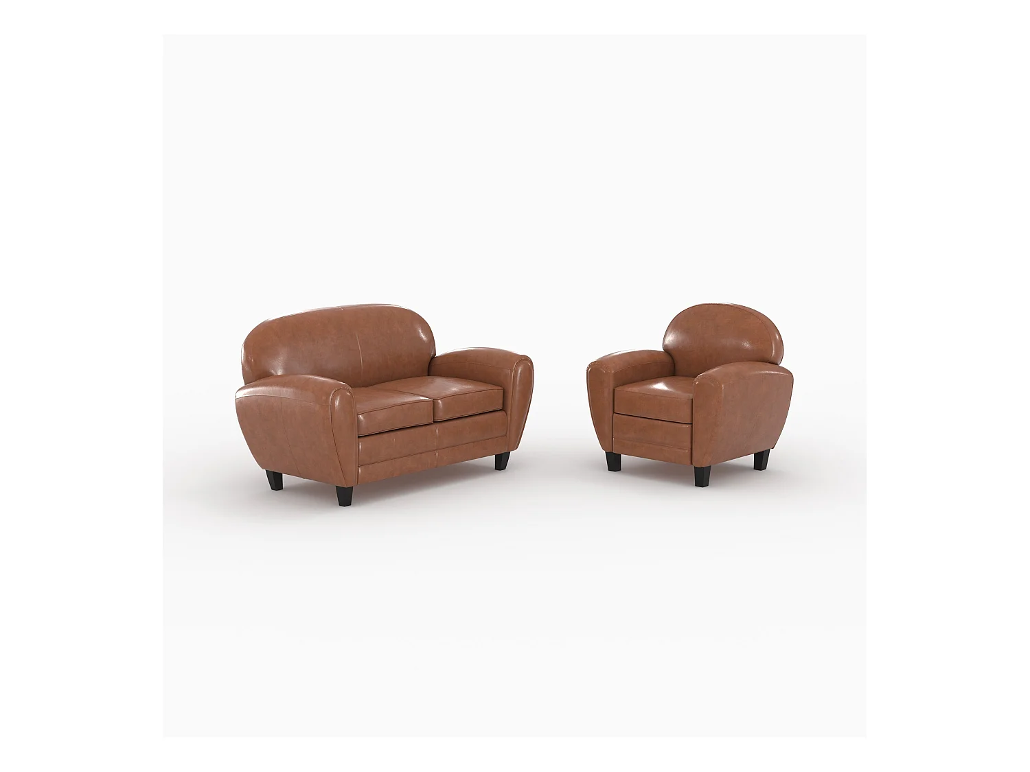 Ensemble canapé et fauteuil camel 3 places - Club - Club