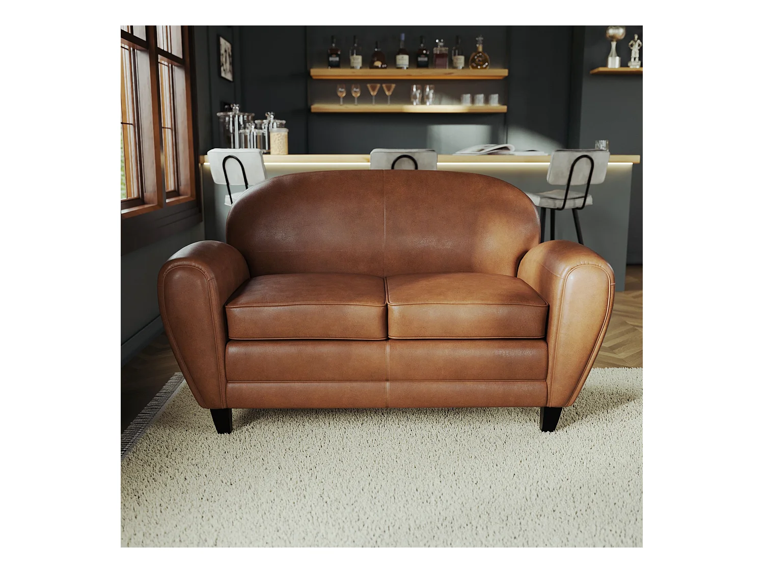 Ensemble canapé et fauteuil camel 3 places - Club - Club