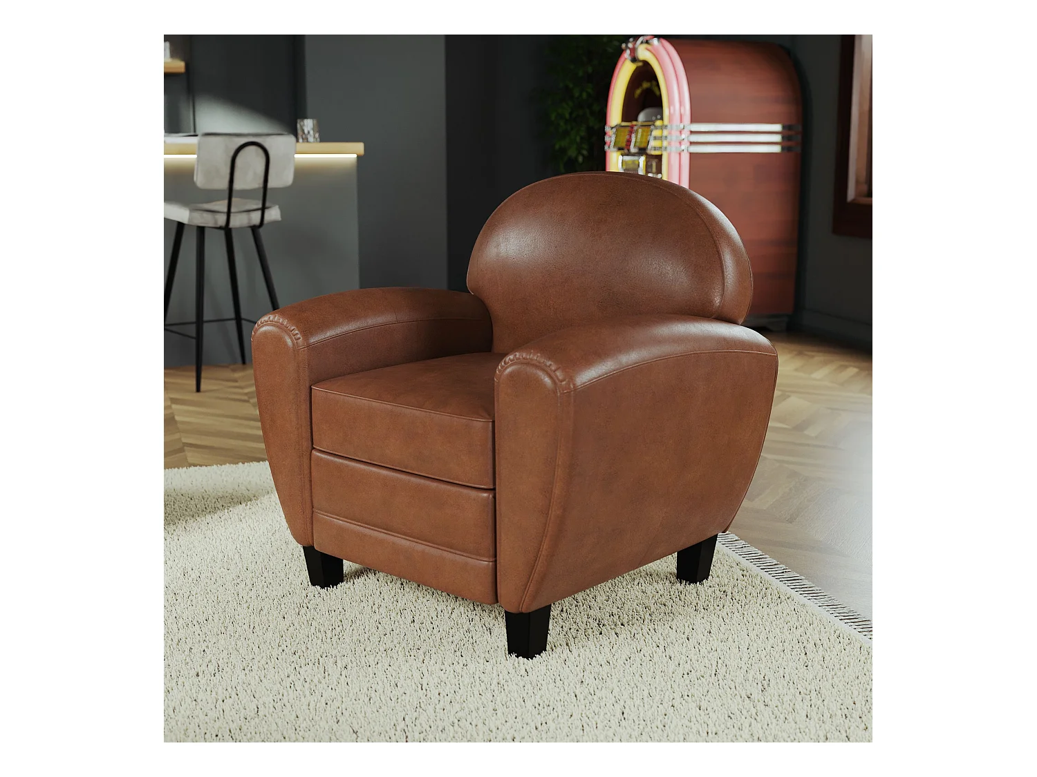 Ensemble canapé et fauteuil camel 3 places - Club - Club