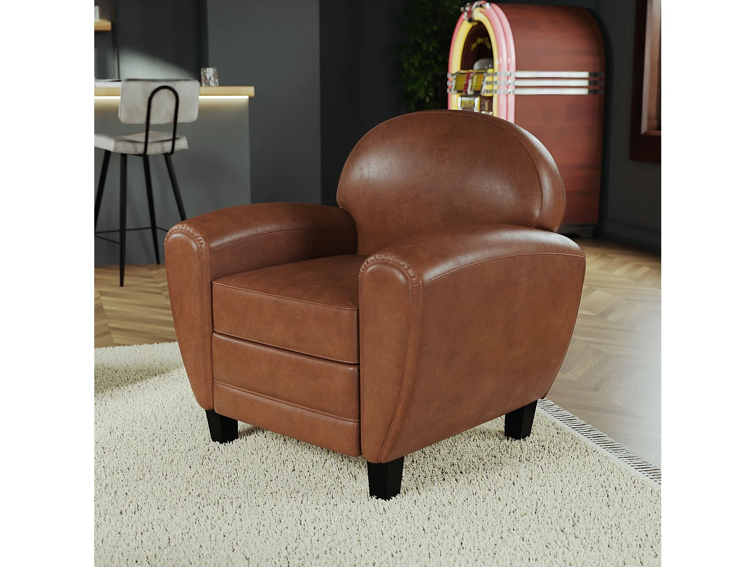 Ensemble canapé et fauteuil camel 3 places - Club