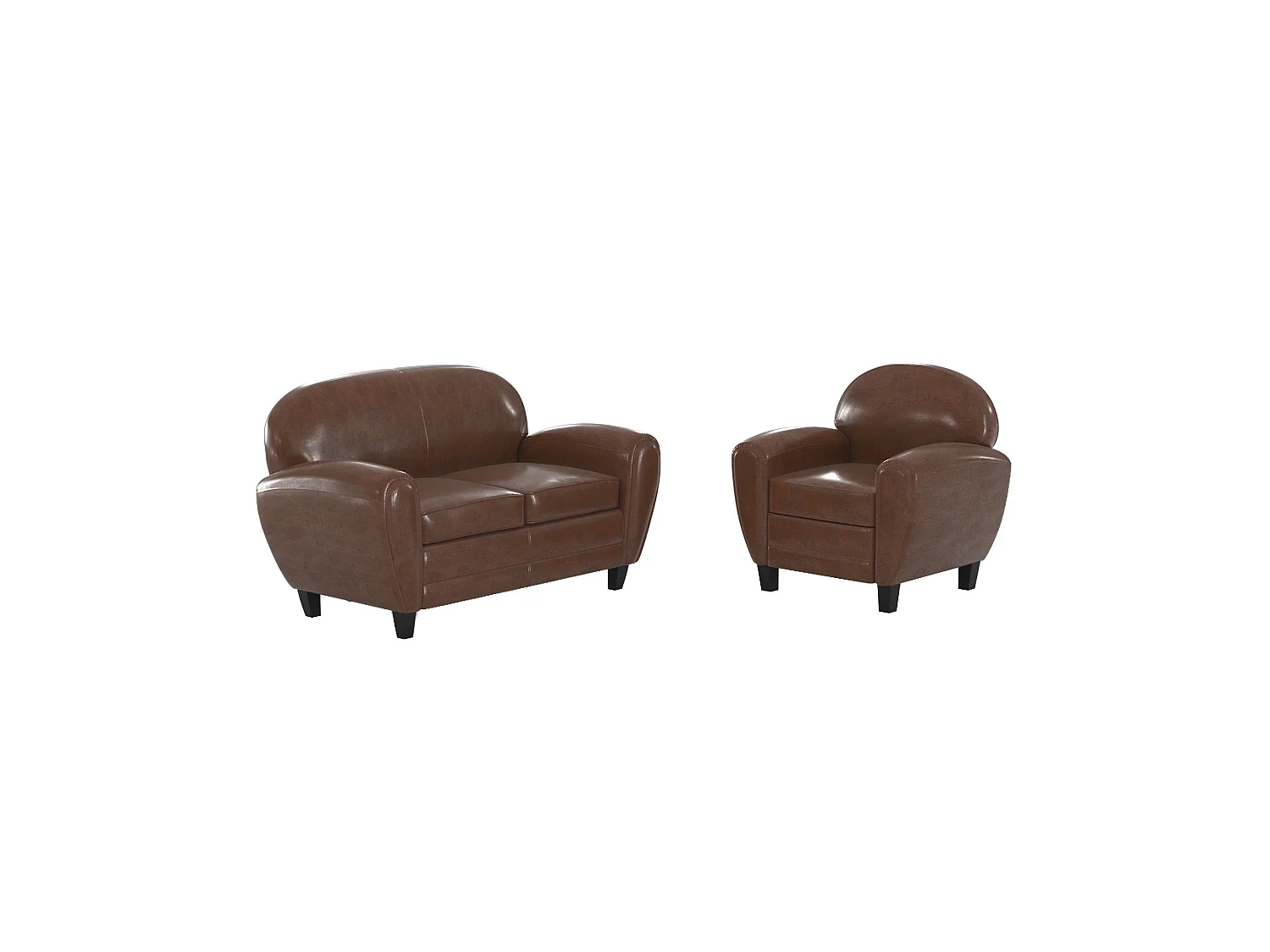 Ensemble canapé et fauteuil marron foncé 3 places - Club - Club