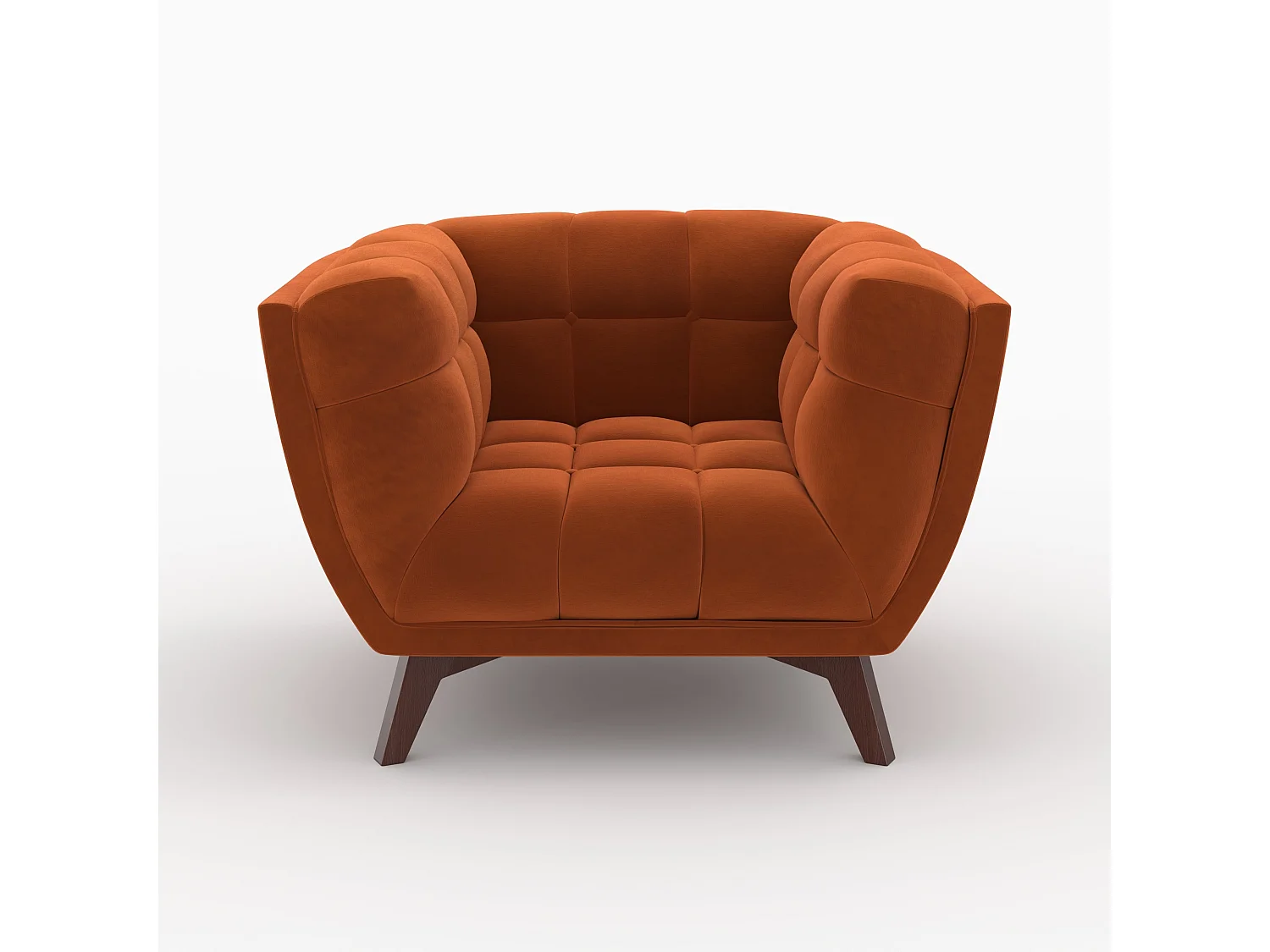 Ensemble canapé et fauteuil en velours orange 4 places - Mona