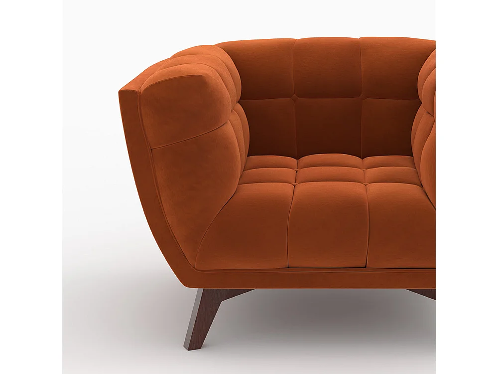 Ensemble canapé et fauteuil en velours orange 4 places - Mona