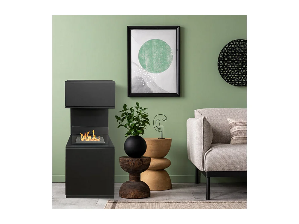 Camino a bioetanolo biocamino da terra Oslo in acciao nero L38xP38xH100