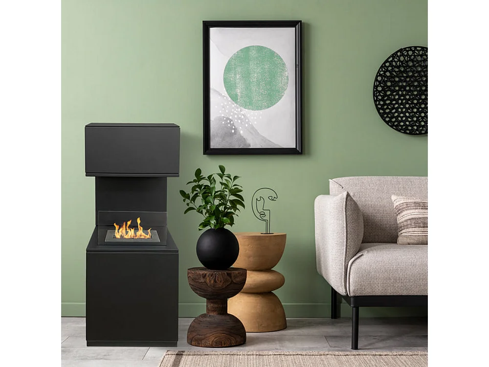 Camino a bioetanolo biocamino da terra Oslo in acciao nero L38xP38xH100