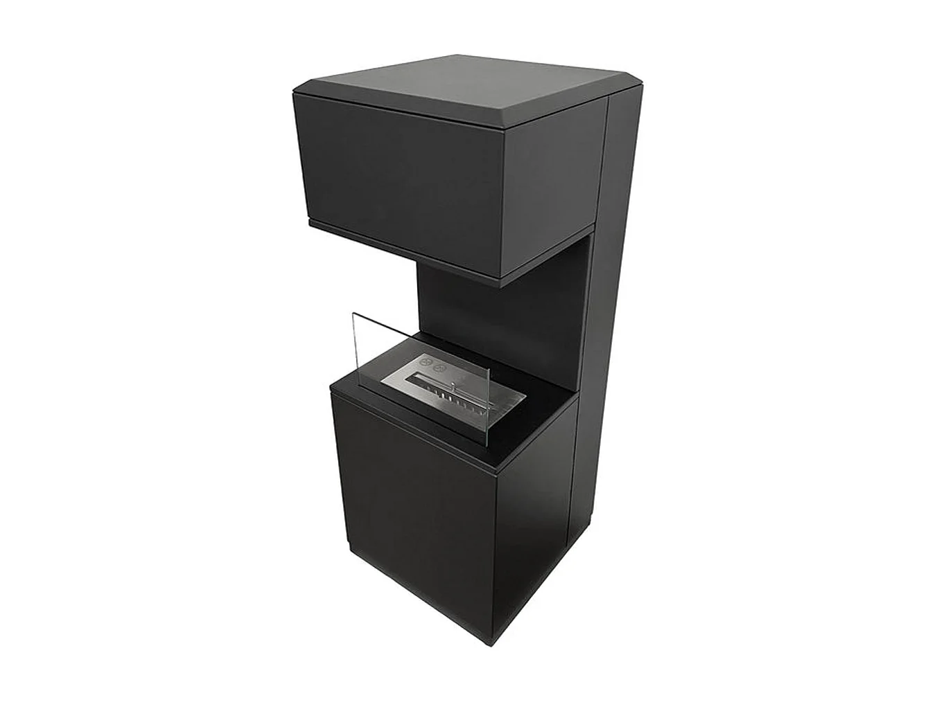 Camino a bioetanolo biocamino da terra Oslo in acciao nero L38xP38xH100