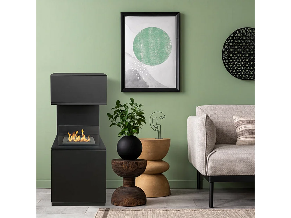 Camino a bioetanolo biocamino da terra Oslo in acciao nero L38xP38xH100