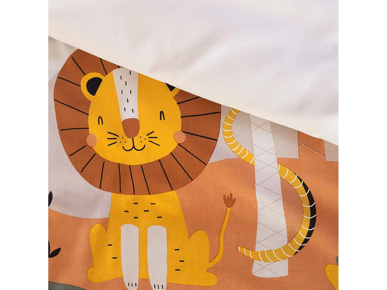 Parure de lit microfibre réversible imprimé savane 1 place 140 x 200cm. taie 63x63cm