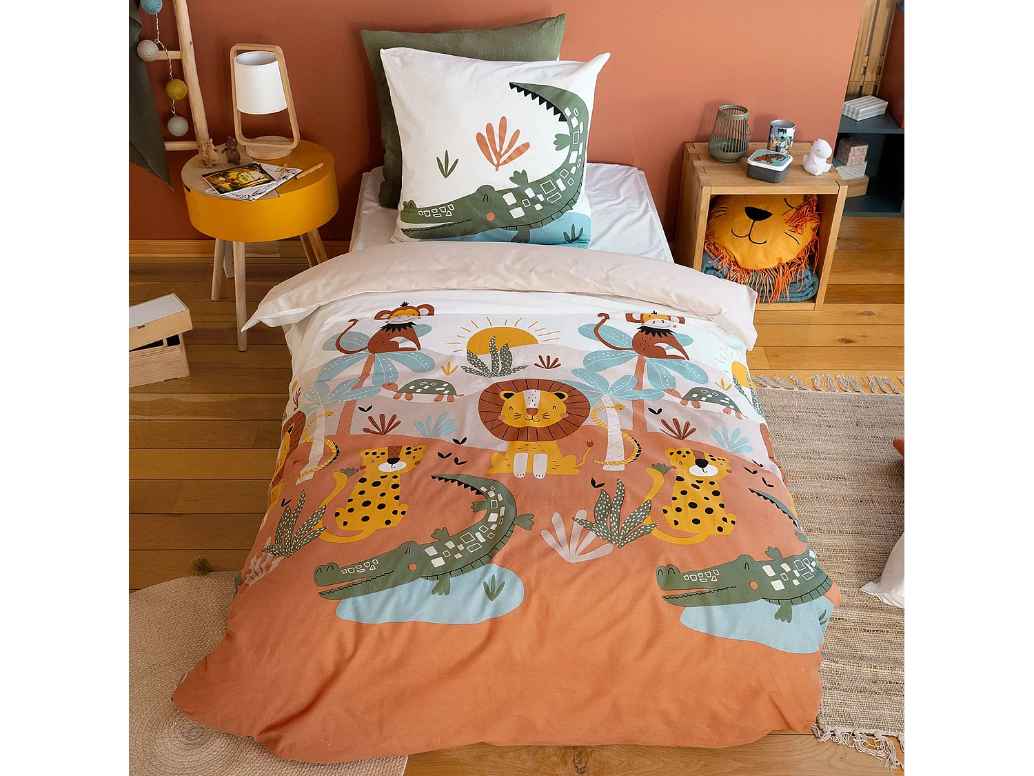 Biancheria da letto in microfibra reversibile stampato savana 140 cm