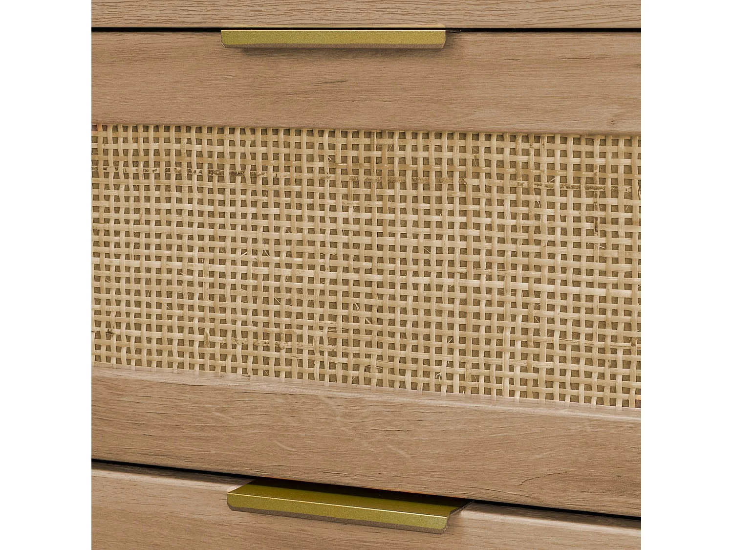 Cassettiera decorata legno con 4 cassetti, marrone naturale