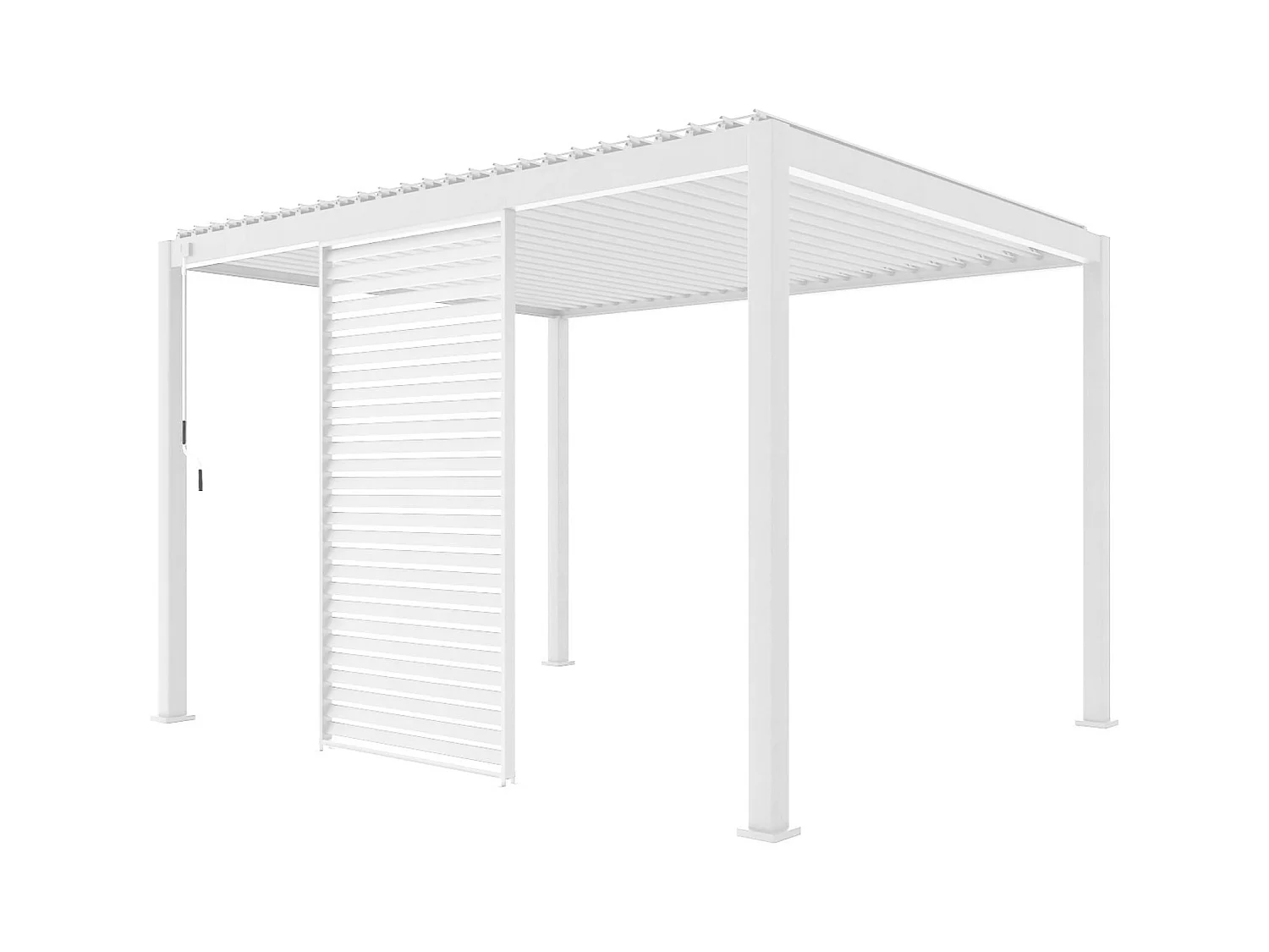 Persienne 130cm pour pergola bioclimatique Triomphe. côté 4m. panneau brise vue. aluminium. blanc