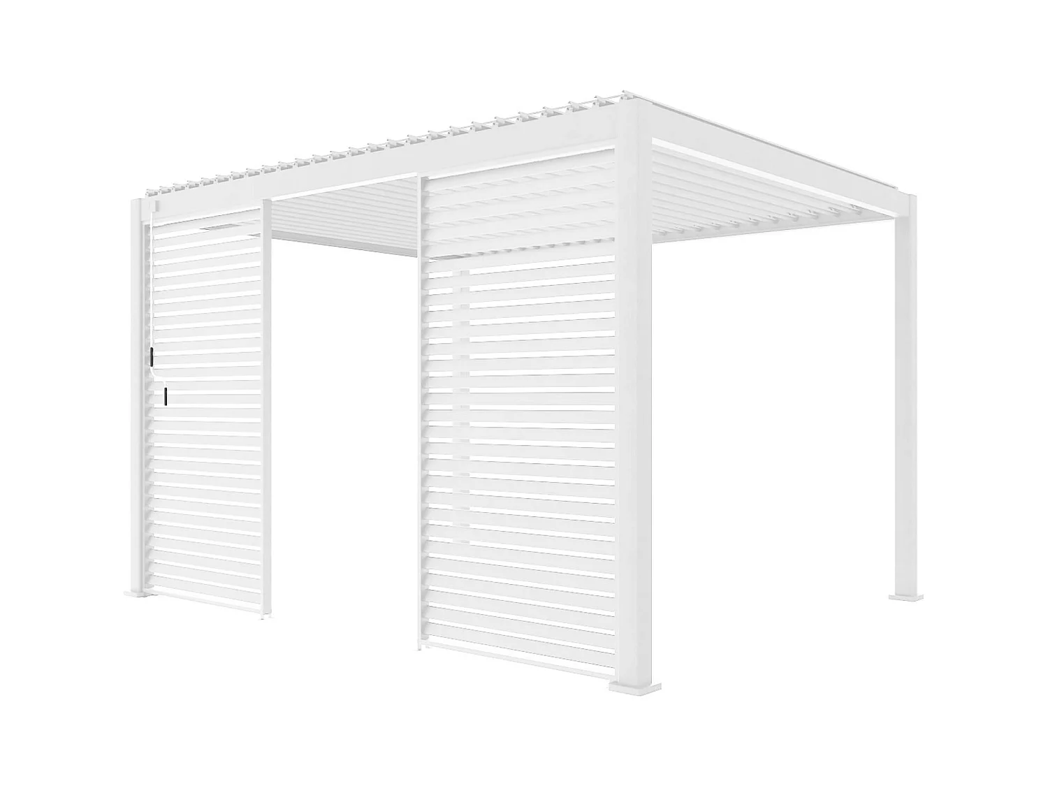 Persienne 130cm pour pergola bioclimatique Triomphe. côté 4m. panneau brise vue. aluminium. blanc