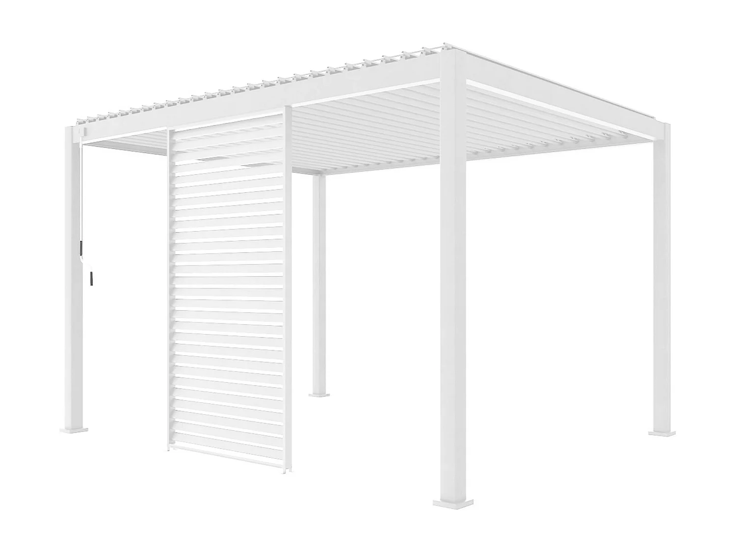 Persienne 130cm pour pergola bioclimatique Triomphe. côté 4m. panneau brise vue. aluminium. blanc