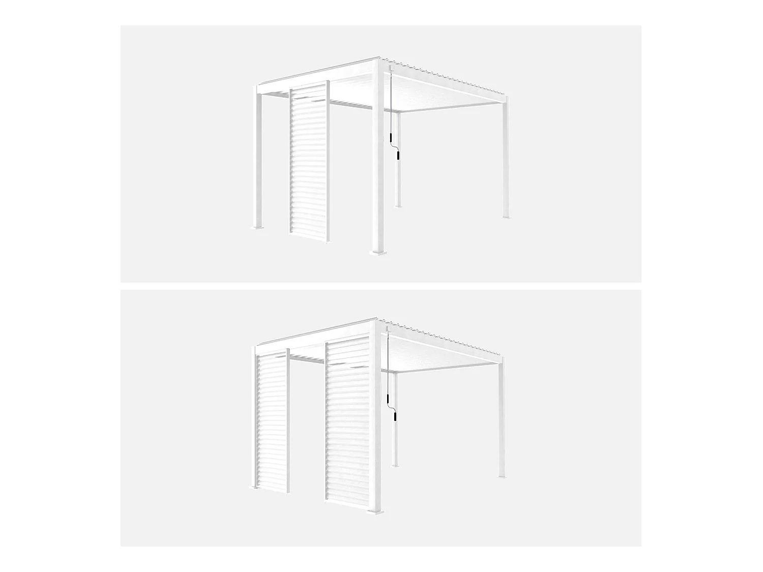 Persienne 100cm pour pergola bioclimatique Triomphe. côté 3m. panneau brise vue. aluminium. blanc