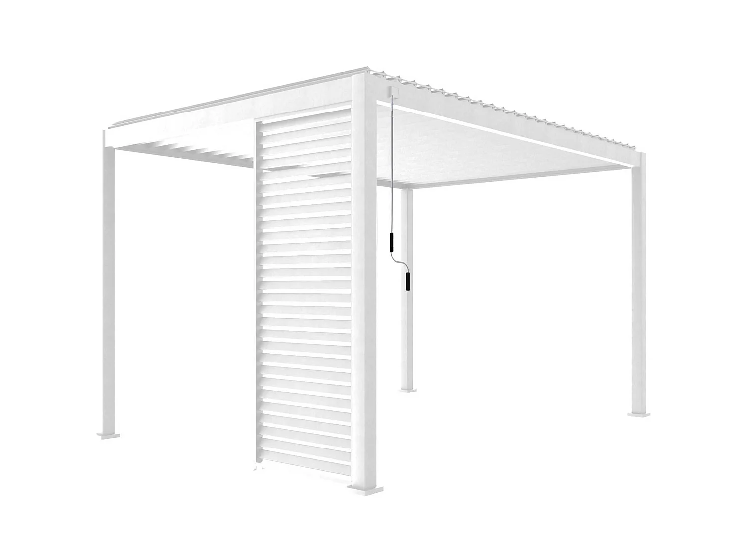Persienne 100cm pour pergola bioclimatique Triomphe. côté 3m. panneau brise vue. aluminium. blanc