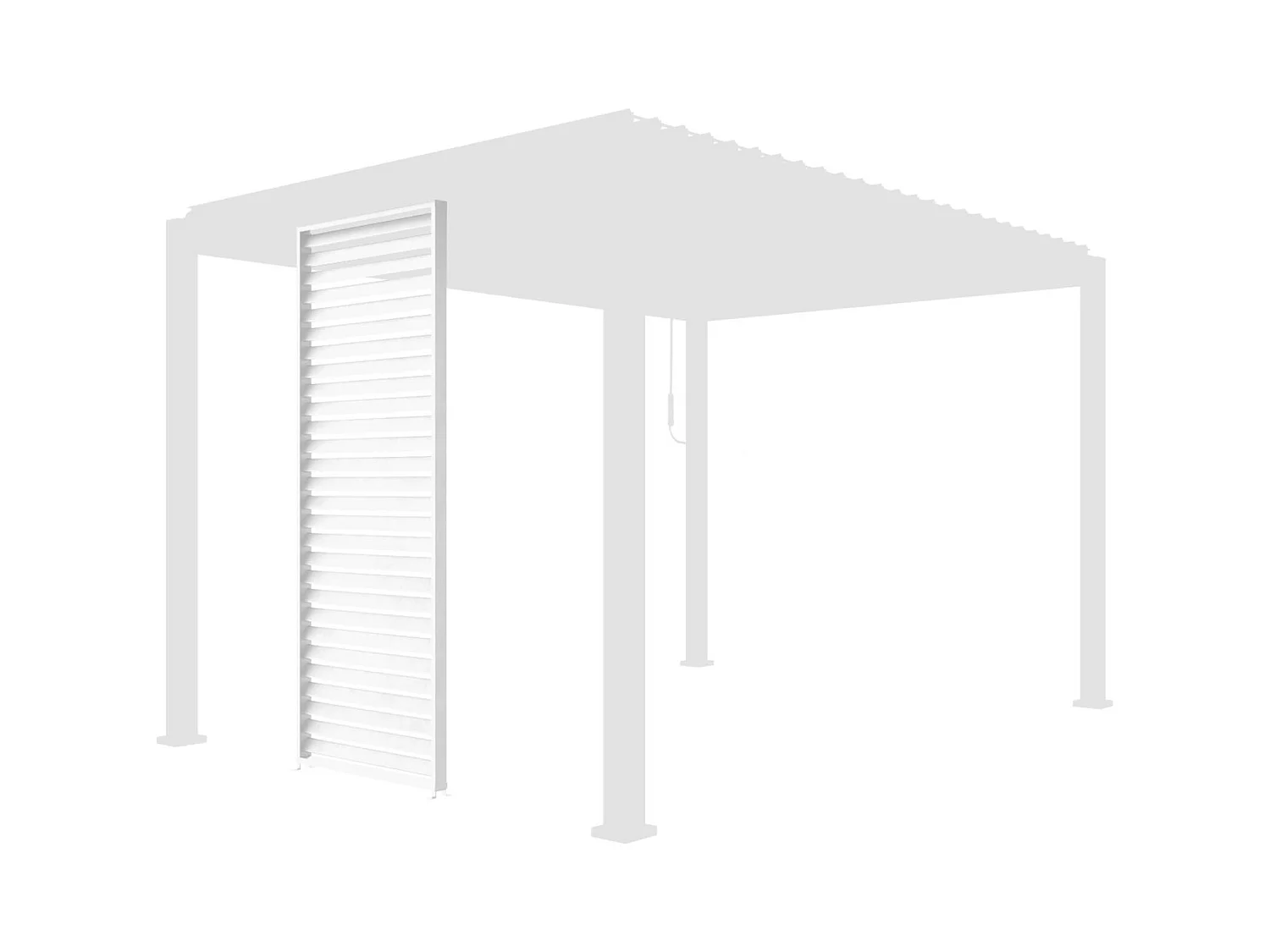 Persienne 100cm pour pergola bioclimatique Triomphe. côté 3m. panneau brise vue. aluminium. blanc