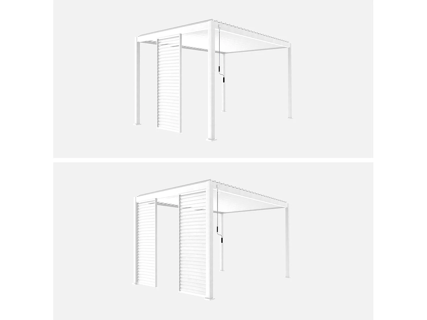 Persienne 100cm pour pergola bioclimatique Triomphe. côté 3m. panneau brise vue. aluminium. blanc