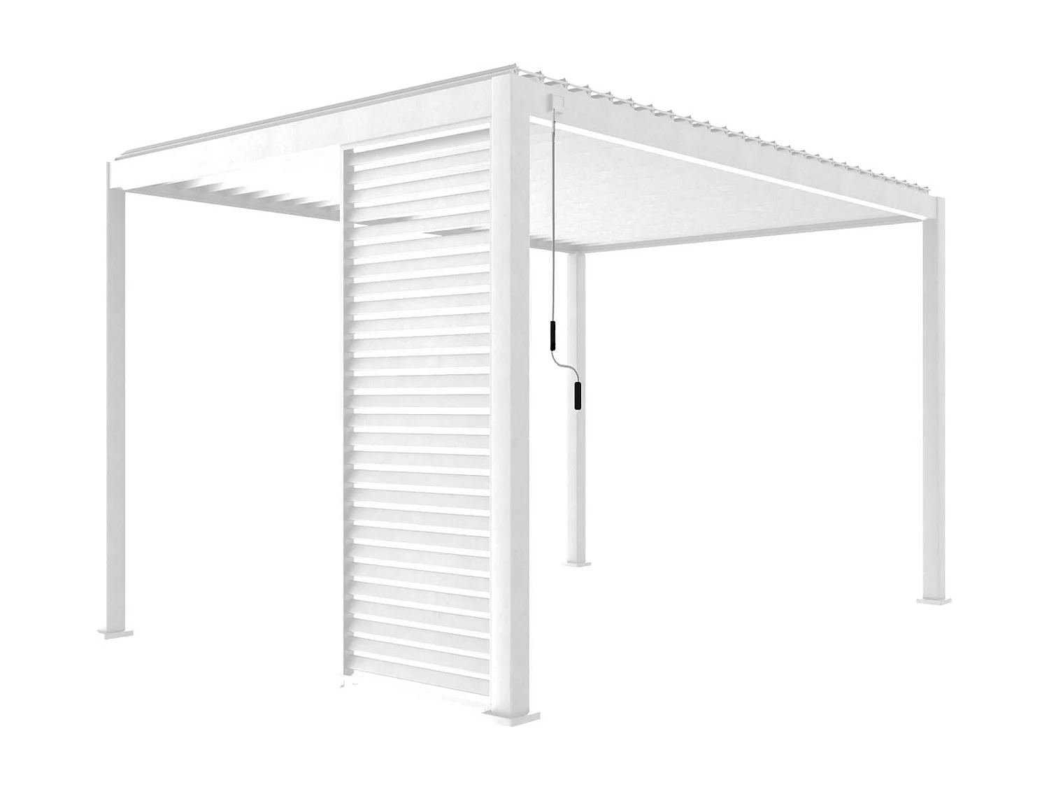 Persienne 100cm pour pergola bioclimatique Triomphe. côté 3m. panneau brise vue. aluminium. blanc