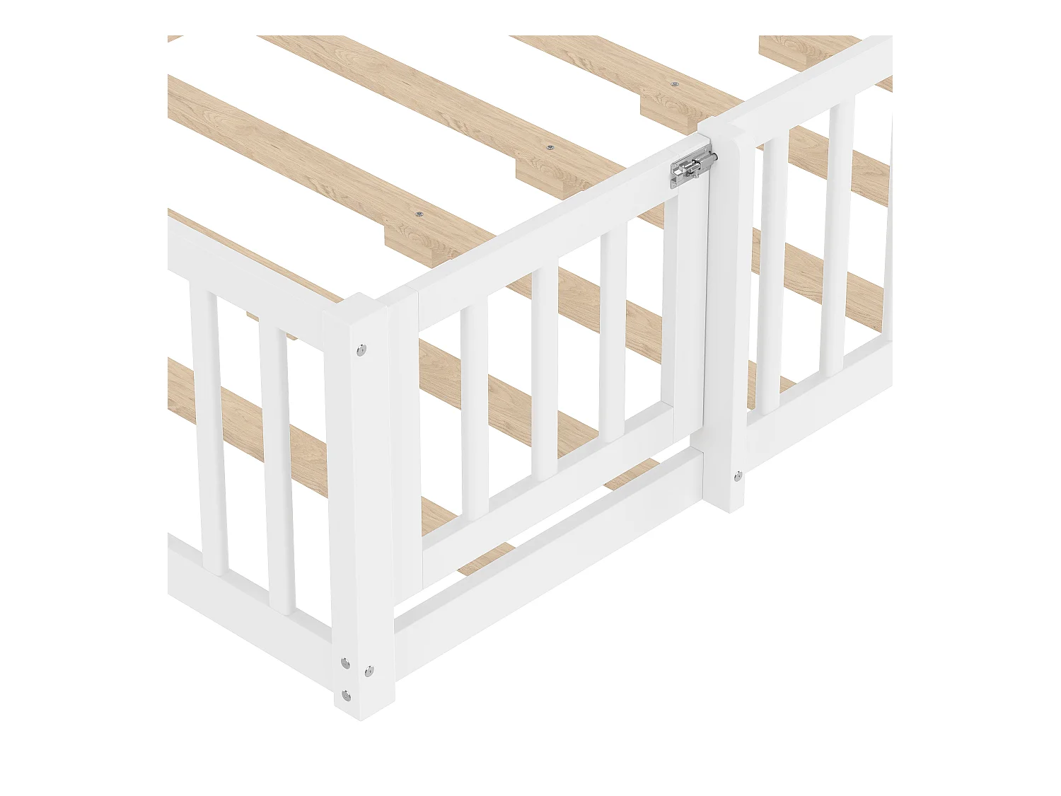 Kinderbed in hutstijl 140x190cm - met veiligheidsbarrières - massief hout - wit (zonder matras)