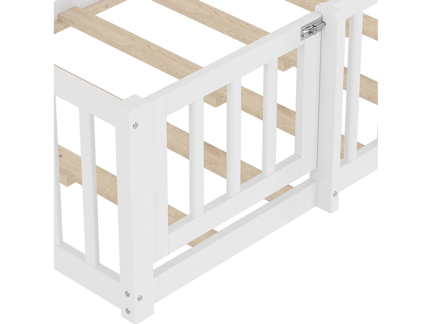 Letto a casetta per bambini 90x190cm - con barriere di sicurezza - legno massello - bianco (senza materasso)