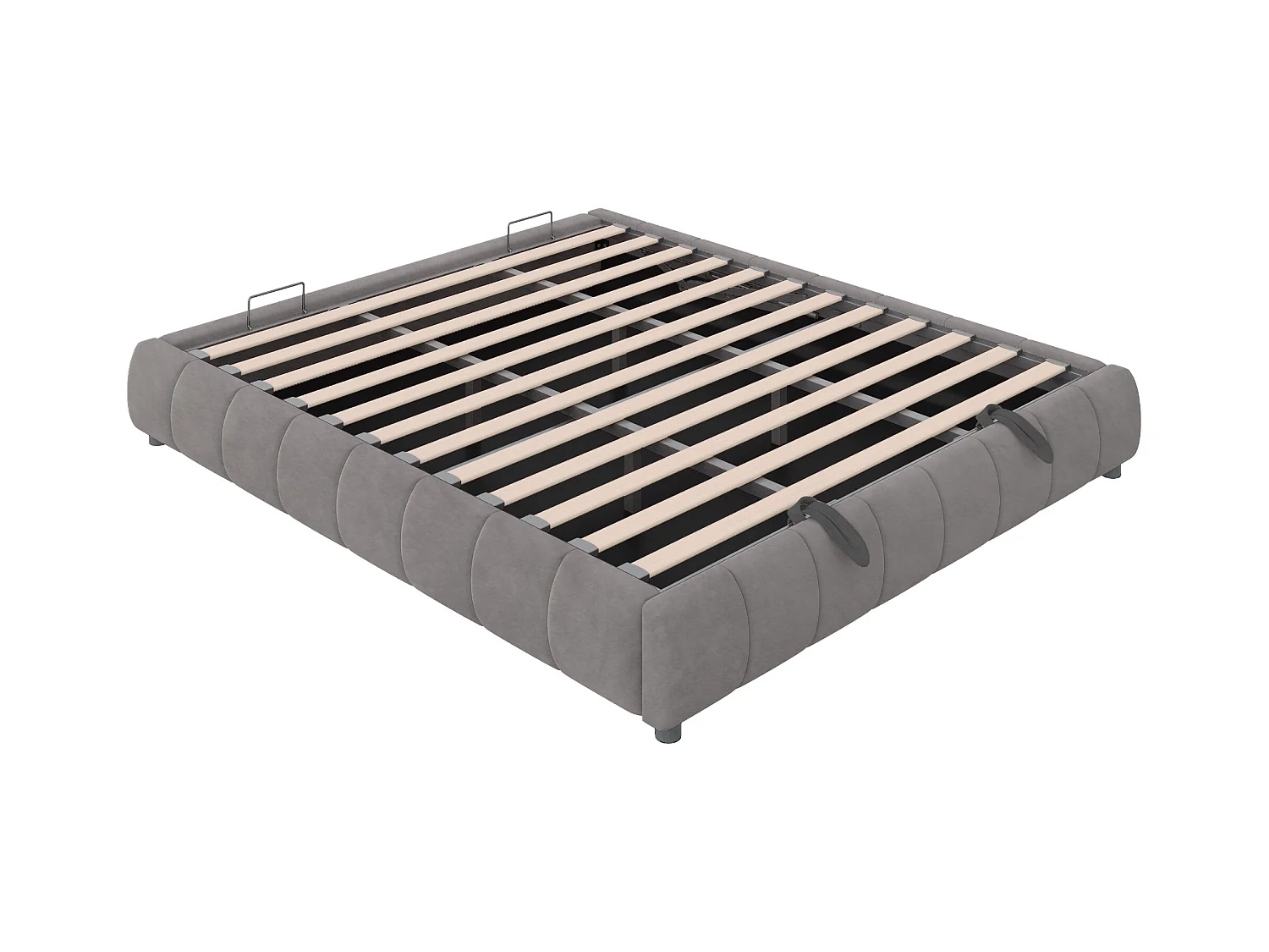 Lit coffre rembourré 180x200cm - avec bande lumineuse LED (couleur unie) - Gris (matelas non inclus)