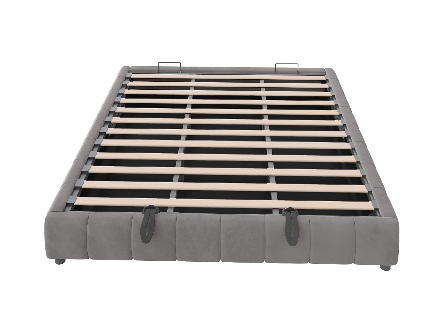 Lit coffre rembourré 180x200cm - avec bande lumineuse LED (couleur unie) - Gris (matelas non inclus)