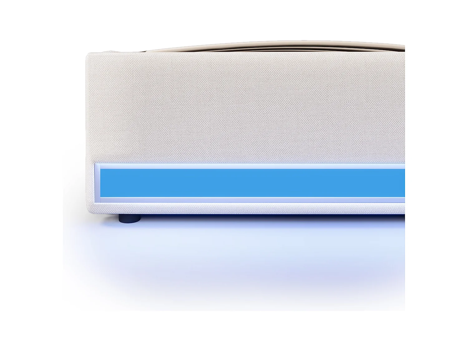 Lit coffre rembourré 140x200cm - avec bande lumineuse LED - avec ports USB + Type-C - gris (matelas non inclus)