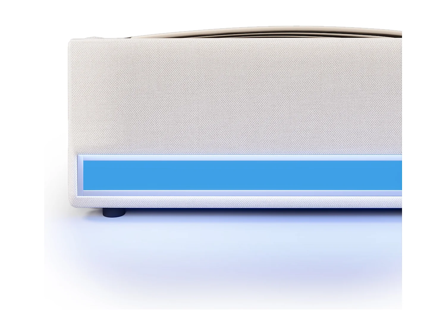 Lit coffre rembourré 140x200cm - avec bande lumineuse LED - avec ports USB + Type-C - gris (matelas non inclus)