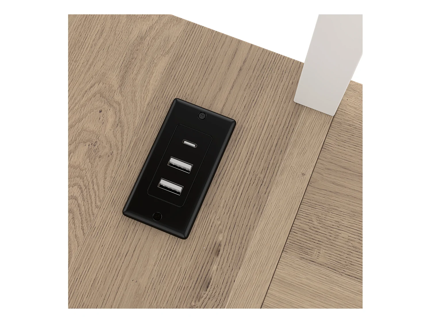 Cama mezzanine 90x200cm - com secretária + corrimão - com portas USB + Type-C - com faixa de luz LED - branca