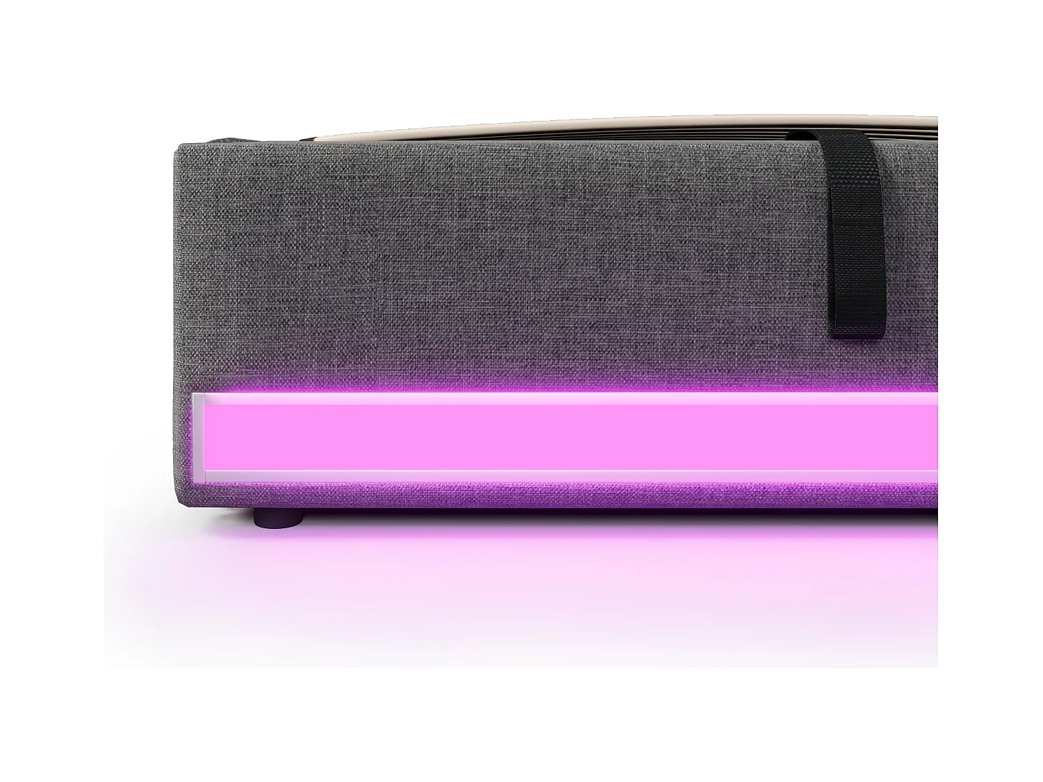 Gepolstertes Bett mit Stauraum 90x200cm - mit LED-Lichtleiste - mit USB + Type-C Anschlüssen - grau (Matratze nicht enthalten)