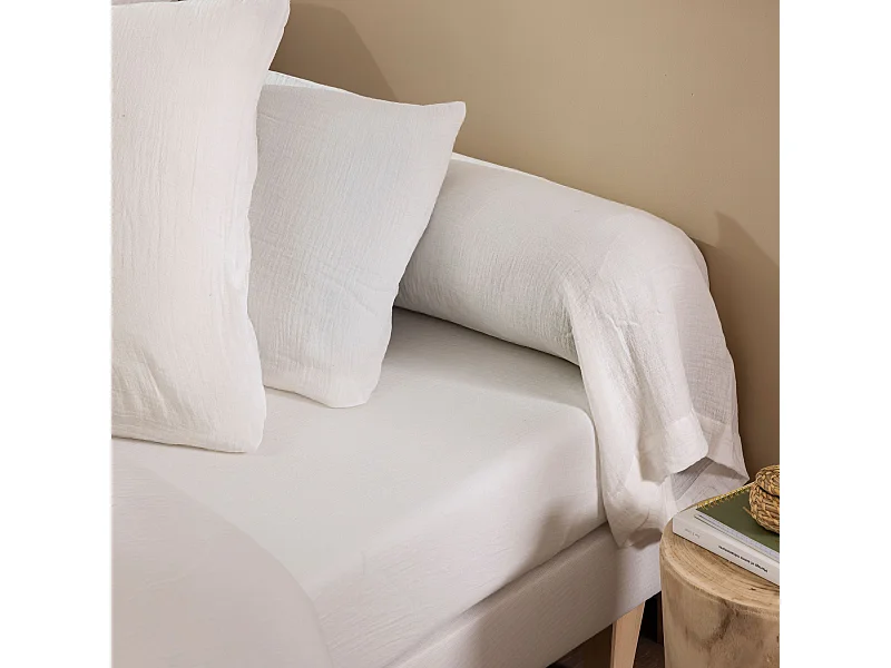 Taie de traversin 43x185 gaze de coton blanc Terre de Nuit NOA - NOA