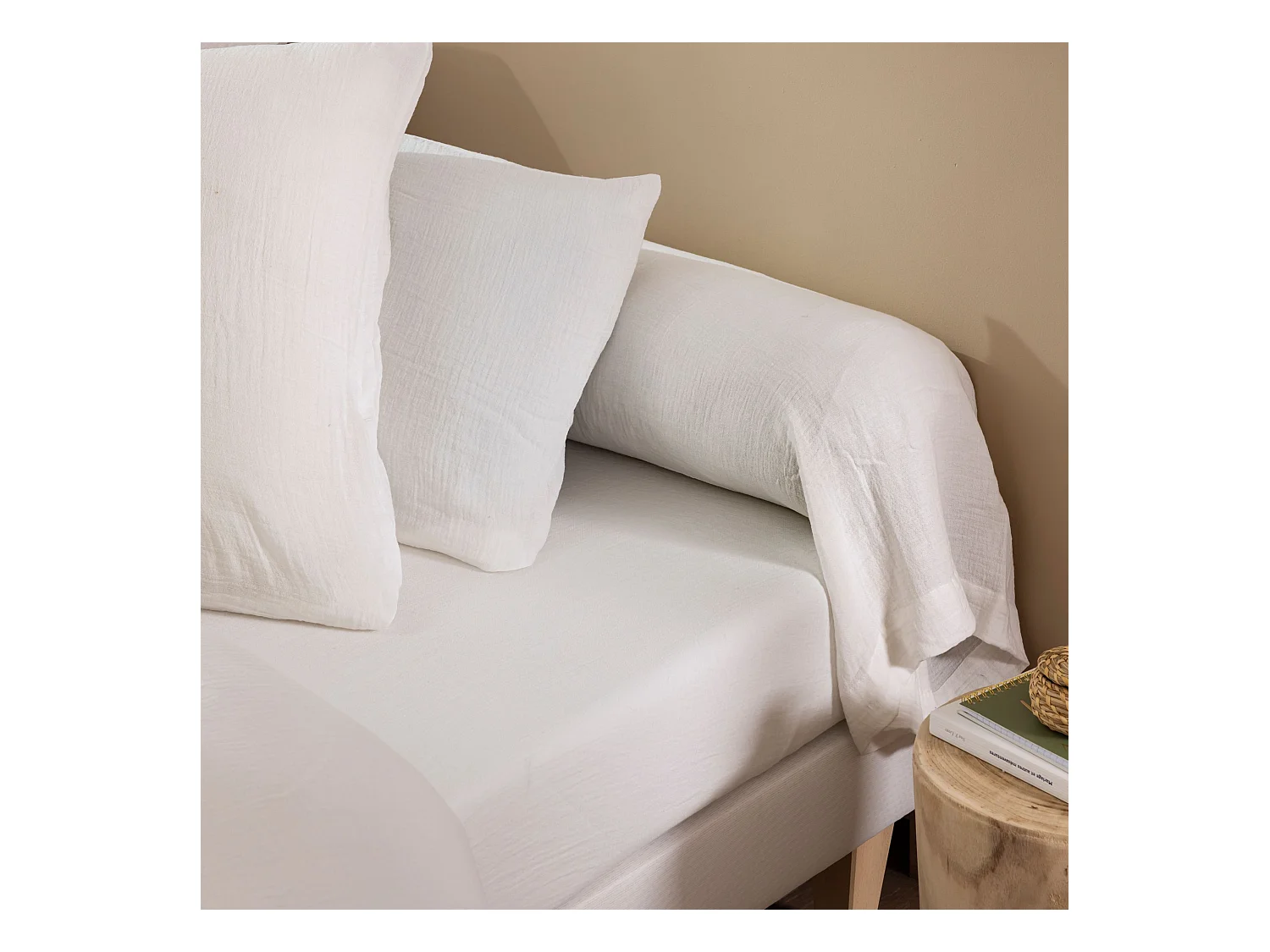 Taie de traversin 43x185 gaze de coton blanc Terre de Nuit NOA - NOA