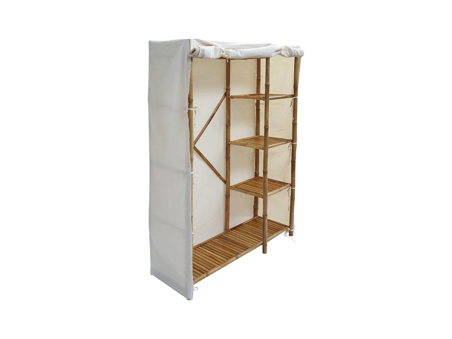 Armoire dressing en bambou. 3 étagères L110 x P40 x H170cm