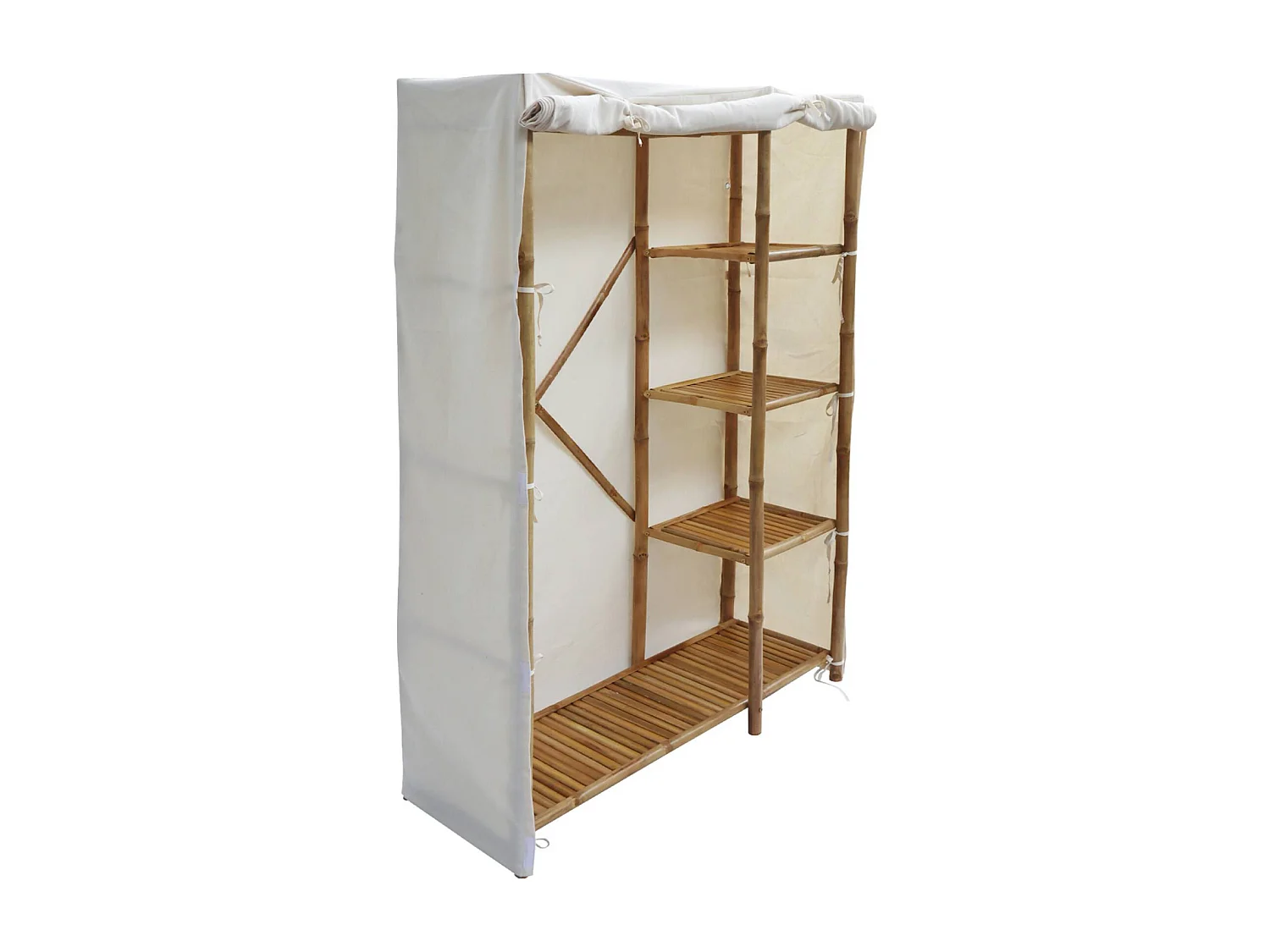 Armoire dressing en bambou. 3 étagères L110 x P40 x H170cm