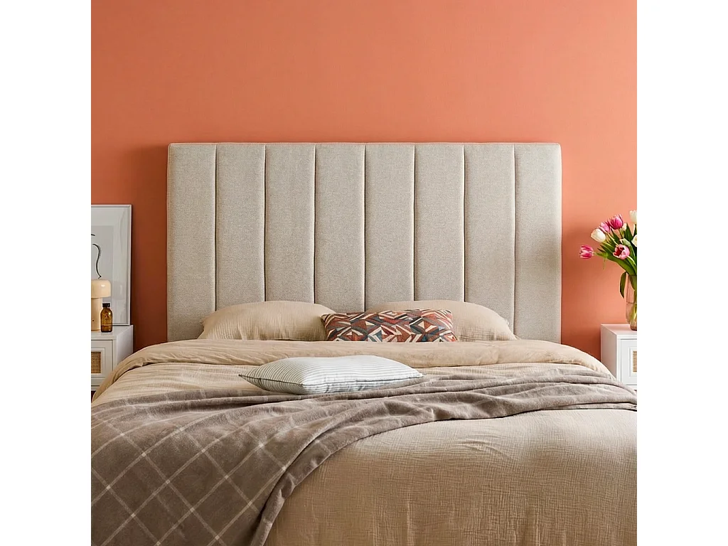 Cabecero de cama revestimiento tela, 150cm gris claro