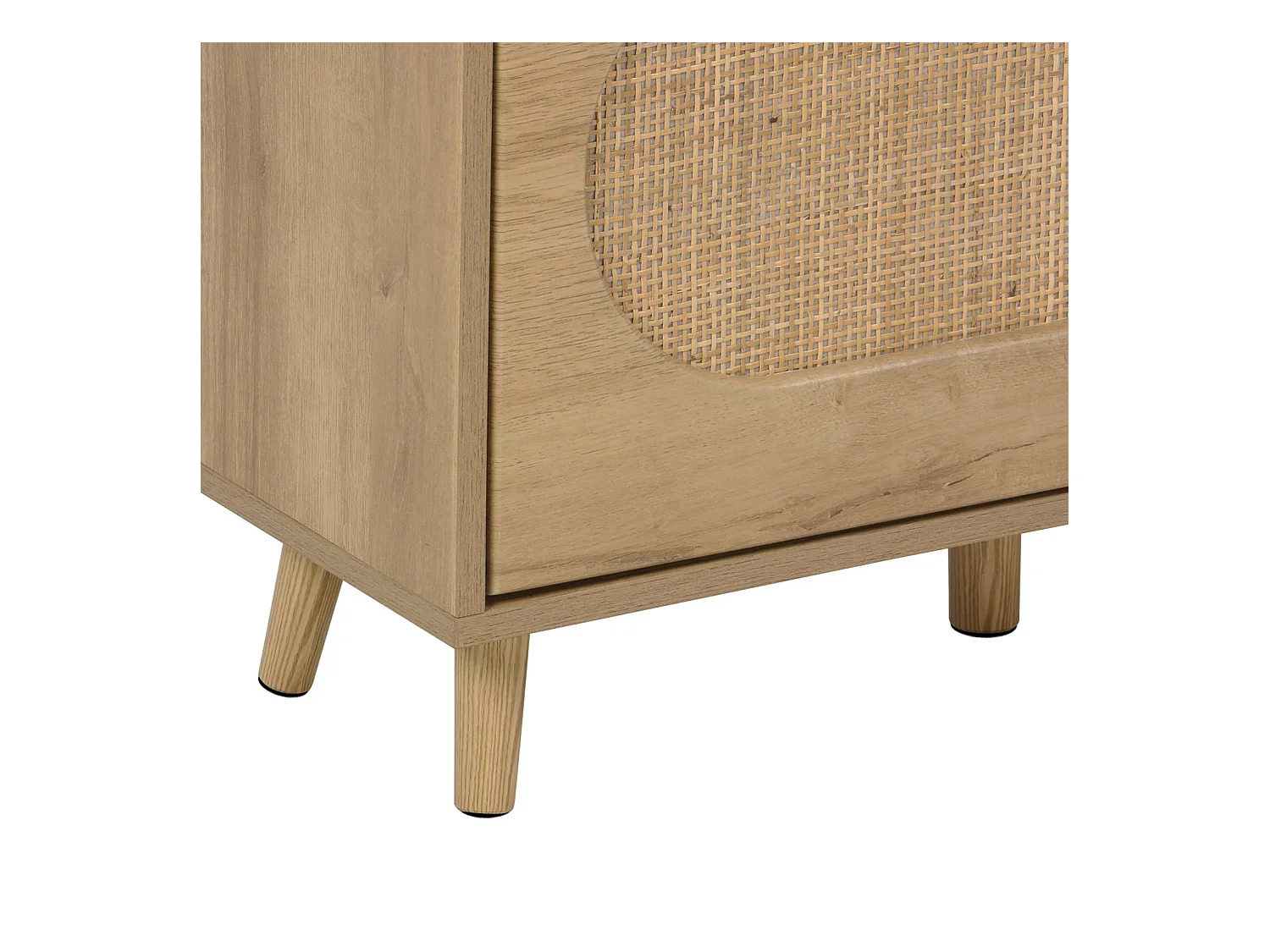 Meuble à chaussures décor bois et cannage 3 tiroirs. poignées en métal - L 75 x P 26 x H 131 cm - Eva