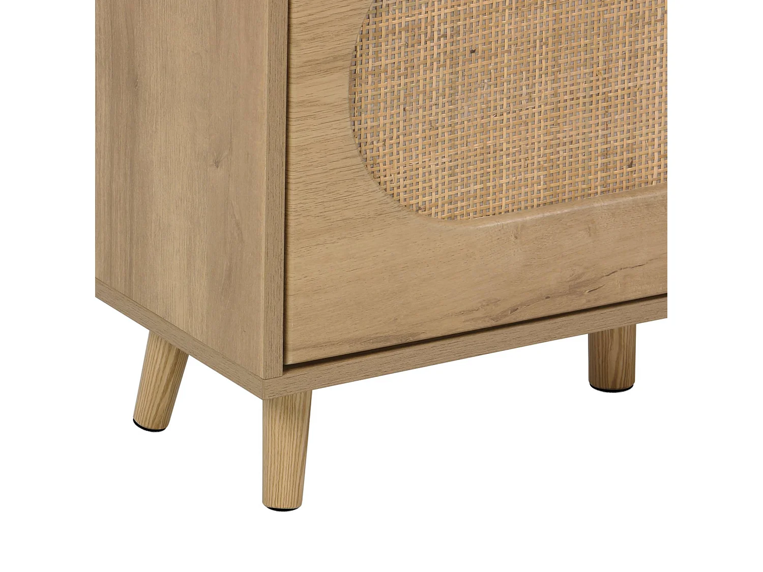 Scarpiera in legno con cassetti in canna intrecciata, 3 cassetti,