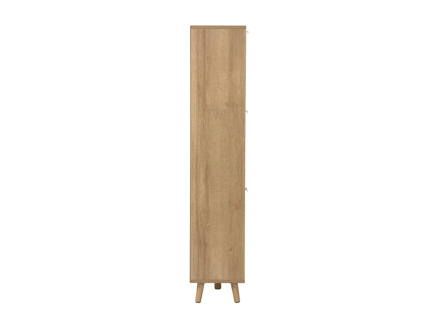 Meuble à chaussures décor bois et cannage 3 abattants. poignées en métal - L 75 x P 26 x H 131 cm - Eva