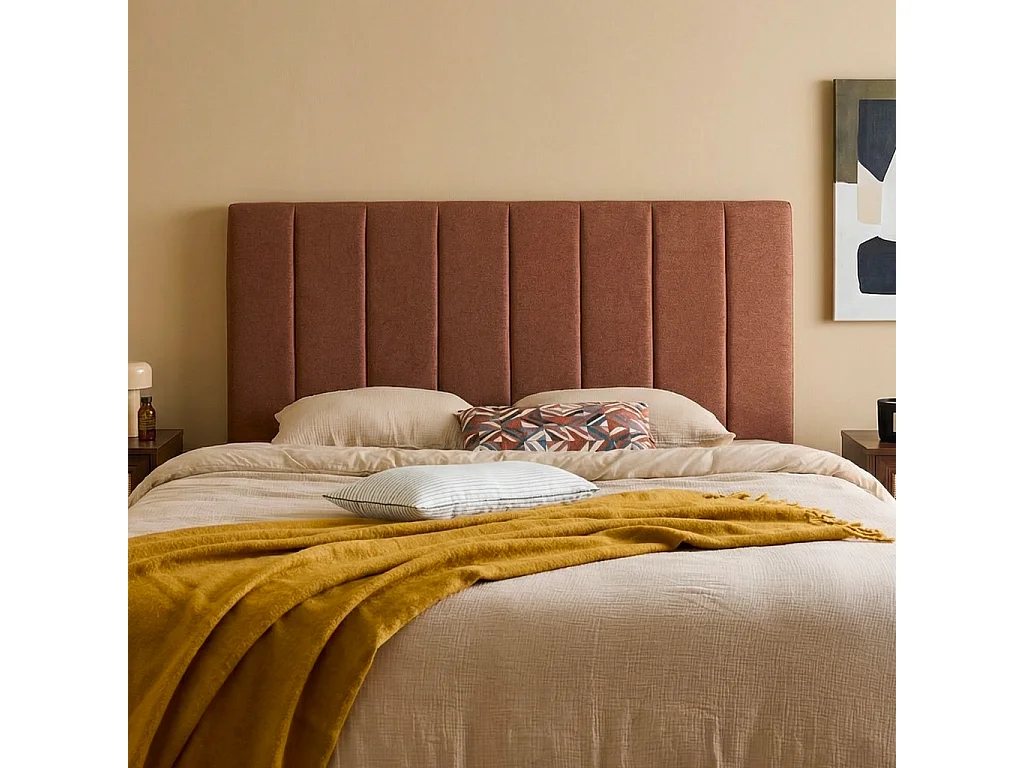 Cabecero de cama revestimiento tela, 150cm camel