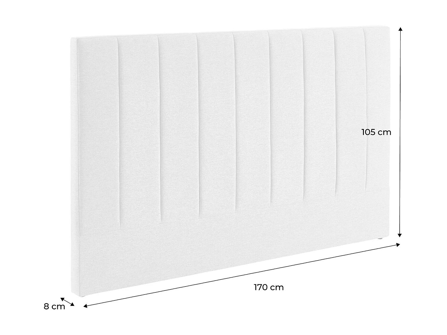 Tête de lit pour lit double 160cm revêtement tissu gris clair - Cole 170cm